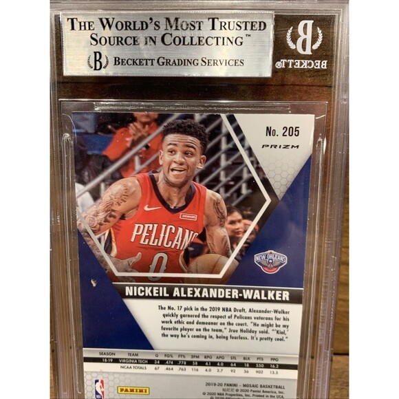 2019-20 Panini Mosaic Silver Prizm #205 Nickeil Alexander-Walker Beckett 9 Mint - Picture 4 of 5